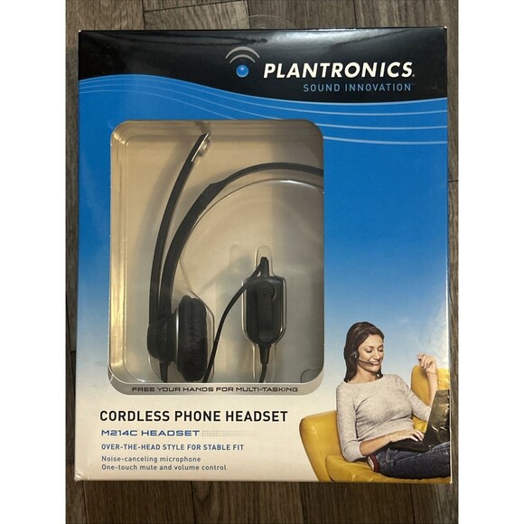 Plantronics M214C Cordless Phone Headset w/Noise Cancelling Over-the-Head - Picture 1 of 2